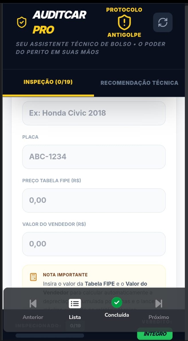 AuditCar Pro WebApp Screenshot 1